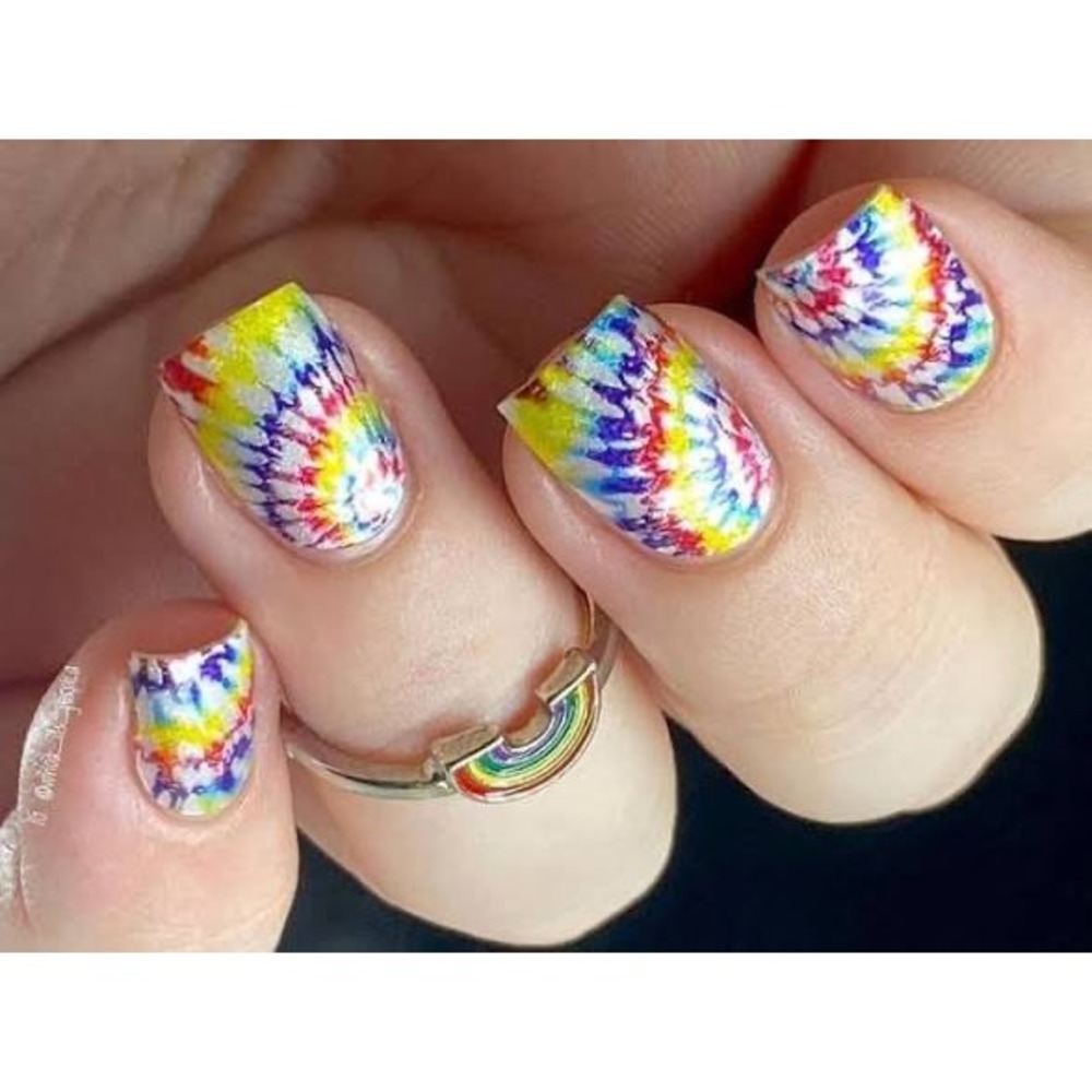 Wanna Piece of Me (RETIRED) Rainbow Tie Dye Nail Polish Strips Retro Psychedelic